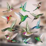 4 Large Beautiful Humming Bird Static Cling Window Stickers - Hummingbird Anti Collision Bird Strike Window Stickers - Unique Double Sided Print