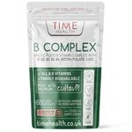 Vitamin B Complex - Whole Food & Plant-Derived - Natural, Non-Synthetic B Vitamins - Highly Bioavailable - Methylated B9 & B12 - Cultavit® - Zero Additives - UK Made - Pullulan (60 Capsule Pouch)