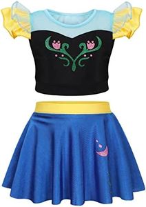 WonderBabe Princess Toddler Girls Swimsuit Ruffles Cartoon 2 Piece Bathing Suit Swim Swimwear Summer Holiday for Kids Black