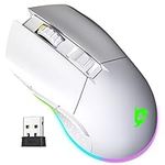 Klim Blaze Rechargeable Wireless Gaming Mouse RGB + High-Precision Sensor & Long-Lasting Battery + 7 Customizable Buttons + Up to 6000 DPI + Wired and Wireless Mouse UK for PC Mac PS4 - New - White