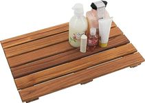 VaeFae Teak Shower Mat, Non-Slip Bath Mat, Luxury Spa Mat, Wooden Mat for Bathtub, 50.8 x 33 cm