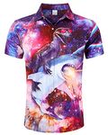 RAISEVERN Mens Shirts Dinosaur Shark Bad Taste Ugly Stag 3D Printed Funny Galaxy Funky Loud Rave Awful Crazy Hawaiian Loud Shirt Gifts, M