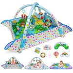 Dr.Rapeti Baby Play Mat, Baby Play Gym, Playmats & Floor Gyms, Infant Activity Gym Mat, Play Mat with Play Arch, Detachable Mirror, Soft Book and Balls Toys, Thick Non Toxic Playmats