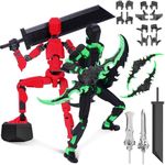 Starnearby T13 Action Figure, 2pcs Assembly Completed 13CM 3D Printed Titan 13 Action Figure Dummy 13 Lucky 13 with 4 Weapons & 6 Hands Sets, Kids' Play Action Figures Collectors Desktop Decorations