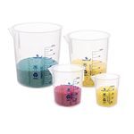 Supertek Set of 4 Measuring Beaker for Lab, Reusable Measuring Cup for Kitchen Cooking Baking & Measuring Solid and Liquid | Plastic Transparent (100ml, 250ml, 600ml, 1000ml)