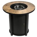 Teamson Home Outdoor Garden Tall Round Propane Gas Fire Pit Table Burner, Smokeless Firepit, Patio Furniture Heater with Lid, Lava Rocks & Cover