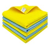 SOFTSPUN Microfiber Drying Cloth, 40x40 Cms 5 Piece Waffle Weave Towel Set 400 GSM Multicolour! Super Absorbent Lint & StreakFree Cloth Cleans and Polishes for Car WindowGlass Office & Home.