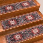 Sayene Stair treads for Wooden Steps 15 Pack,Non Slip Stair treads Indoor,30"X8" Peel and Stick Stair Treads,Reusable Staircase Step Treads,Soft Rubber Safety Stair Mats for Dogs, Elders BRed