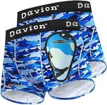 Davion Youth Boys Baseball Cup Underwear with Soft Protective Athletic Cup Compression Shorts for Baseball,Football, Lacrosse(Blue Camo-XS)