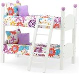 Emily Rose 14 Inch Doll 2 Single Stackable 14" Doll Beds | Improved Design! | Doll Bunk Bed, Includes 2 Sets of Colorful 4 Piece Doll Bedding Sets & Ladder | Fits 14" Wellie Wishers and Glitter Girl