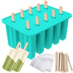 Ozera Popsicle Molds, 10-Cavity Popsicle Maker Food Grade Silicone Popsicle Molds, Homemade Popsicles Ice Cream Mold, Ice Pop Molds with 50 Popsicle Sticks, 50 Popsicle Bag