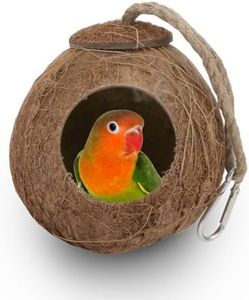 Hypeety Natural Coconut Shell Bird Nest House Hut for Pet Parrot Canary Finch Pigeon Cage Hamster Rat Gerbil Mice Cage Seed Feeder Toy