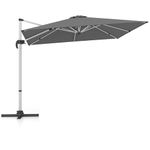 DORTALA 10 FT Offset Patio Umbrella, Square Cantilever Patio Umbrella with 360° Rotation, Tilt Adjustment, Cross Base, Heavy-Duty Market Umbrella for Garden Balcony Deck Pool Backyard, Grey