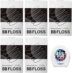 Brushmo Black Floss (BB Floss), US Dentist-Designed Oral Care, Stain-Absorbing, Woven Expanding Dental Floss with Natural Wax to Prevent Gum Disease, Non-Toxic PTFE & PFAS Free, 5 Spools (275 yd)