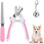 TopE Professional Pet Nail Trimmer with Safety Guard to Avoid Over-cutting Include Nail Clipper and Nail File for Small and Medium Dogs Cats Rabbits Birds, Pink