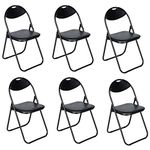 Nyxi Set of 6 X Folding Chair Padded Paris Faux Leather Chair Home Office Dining (6 X Chairs, Black)