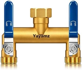 Yayamz 2 Way Hose Splitter, 3/4" GHT Brass Garden Hose Splitter - Blue