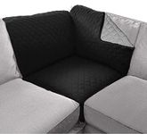 Sofa Shield Original Patent Pending Reversible Sofa Corner Sectional Protector, 30x30 Inch, Washable Furniture Protector, 2 Inch Strap, Sectional Corner Slip Cover for Pets, Dogs, Kids, Black Gray