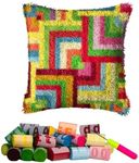 DL-YTG Latch Hook Kits Pillow Flower Crochet Yarn Cushion Colour Pre-Printed Canvas Rug Needlework DIY Pillowcase Hook and Latch Kit Christmas Home Arts Crafts Sofa Decoration 42x42cm/17 X17