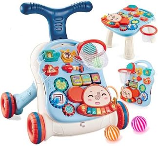 3 in 1 Baby Walker for Boys Girls Sit-to-Stand Learning Walkers Activity Center Table Educational with Removable Play Panel Weight Gain Design Walking Toys Baby Push Walker for Infant Boys Girls