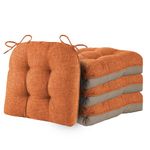 ELFJOY Chair Cushions for Dining Chairs Set of 4 Office Chair Cushion 18x18x3 Inches Kitchen Chair Pads Soft and Comfortable Seat Cushion with Ties and Non Slip Backing, Orange