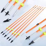 AMEYXGS Bowfishing Arrow Solid Fiberglas Shaft with Broadheads Tip and Safty Slides for Compound Recurve Bow (6)