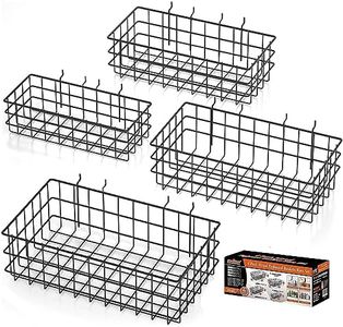 HORUSDY 4 Size Metal Pegboard Baskets and Bins for Organize Workbenches, Tools, Accessories, Chrome