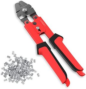 Sanuke Wire Rope Crimping Tool with 120pcs 1/16'' (1.5mm) Crimping Loop Sleeves, Wire Rope Crimper and Aluminum Sleeves Swaging Tool up to 2.2mm