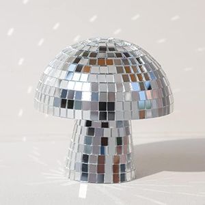 Silver Mushroom Disco Ball, Disco Mirror Reflective Ball, 4.8Inch Mushroom Disco Ball Lights for Unforgettable Home Parties and Stage Decor