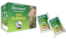 S.B. DEER BRAND Sat Isabgol - Pure Psyllium Husk Hiran Brand 10GM x 25 Sachets (Pack of 2)