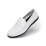 Rusffes Men's Loafers Flat Slip-on Driving Shoes Breathable Casual Moccasin Shoes White 9uk