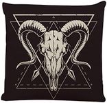 Ofocam Goat Skull Throw Pillow Cover Animal Retro Vintage Wildlife Arrow Death Black Bone Decorative Throw Pillow Cushion Case for Home Couch Living Room Bed Sofa Car 18 x 18 Inches Pillowcase