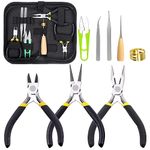 Glarks 6Pcs Jewelry Pliers Kit, Professional Jewelry Making Tool Kit with Needle Nose Pliers, Round Nose Pliers, Bent Nose Pliers, Wire Cutters, Crimping Pliers and End Nippers (3 Pliers + 5 Tools)