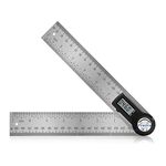 Digital Angle Finder Protractor, Preciva 400mm Stainless Steel Digital Angle Ruler with Large LCD Display for Woodworking, Construction (CR2032 Battery Included)