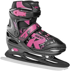 Roces Children's Jokey Ice 2.0 Girls Adjustable Ice Skates, Children's, 450697, Black-Fuchsia, 8.5-10.5