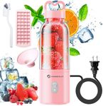 Portable Personal Blender 17 OZ/500 ML Juicer, 175W Personal Size Blender, Ideal for Smoothies, Ice Blending, Juicing, and Food Processing, Compact, Convenient, and Versatile (Pink)