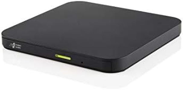 Hitachi-LG GP96 External DVD Drive, Ultra Slim Portable DVD Player for Smartphone, Tablet, Laptop, Android Compatible, Windows 10 & Mac OS Compatible, USB 2.0, 8x Write Speed - Black