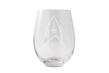 Star Trek: The Original Series Stemless Wine Glass | Ornate Starfleet Command Etched Insignia Wine Glass | Collectible Star Trek Wine Glasses | Holds 20 Ounces