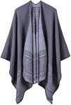 SNOOU Vintage Women Poncho Cardigan Sweater Lace Patten Faux Cashmere Capes Shawl Scarf Loose Outerwear