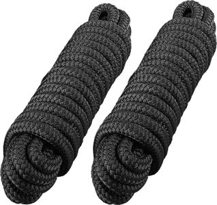PACTHSD 2 Pack 1" x 35' Dock Lines - Marine Grade Nylon Boat Rope with 24" Loop for Docking and Mooring - Double Braided Boat Lines, High Strength, Heavy Duty, Easy Handling, Fray Resistant - Black