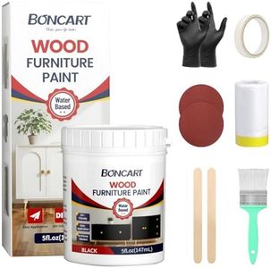 Boncart Wood Furniture Paint Kit, 5 FL.OZ Water-Based Wood Paint For Furniture, Cabinets, Tables, Doors, No Primer Needed, Non-Toxic, Easy Application (Black)