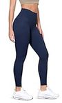 ODODOS ODLIFT Full Length Compression Leggings with Inner Pocket for Women, 28" High Waist Workout Yoga Pants, Navy, Small