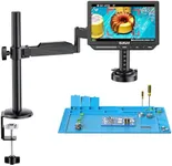 Elikliv Autofocus 4K HDMI Digital Microscope, EM4K-AF Flex Arm Soldering Microscope for Adults, 10.1" Coin Microscope with Ring Light, 52MP LCD Microscopes with Screen, Electronics Repair Mat, 64G