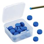 Proberos® 20Pcs Cue Tips 10mm Cue Stick Tips Blue Leather Cue Tips with Plastic Storage Box, Cue Tips for Billiards, Pool, Snooker