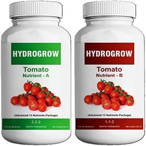 Garden Genie HydroGrow A & B Hydroponic Nutrients for Tomato - Makes 200 liter Hydroponics Solution, Complete Nutrient Package for All Fruiting Crops/Plants Better For Tomatoes - Set of 1 Liter