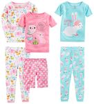 Simple Joys by Carter's Baby Girls 6-Piece Snug Fit Cotton Pajama Set, Bunny/Animals Green, 12 Months