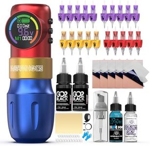 Wormhole Tattoo Gun Tattoo Kit Wireless Tattoo Machine – Digital LED Display, 1500mAh Battery, 3 Modes (Normal/Jump-Start/Dot Work), Includes 20Pcs Tattoo Needles, Tattoo Pen for Lining & Shading