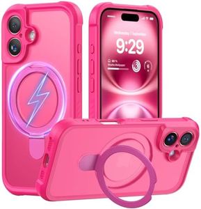 MOCCA Design for iPhone 16 Case with Magnetic Invisible Stand [Full Camera Protection] [Compatible with Magsafe] Military Drop Shockproof Translucent Matte Phone Case Cover 6.1",Hot Pink