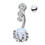 CM Crareesi Mania Women Skeleton Skull Hand Belly Button Rings Surgical Steel Inspired 14g Belly Piercing Rings