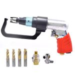 Air Spot Weld Drill Pneumatic Sheet Metal Drill For Remover Dent Fix W/Hook Drills With 5/16 1/4 Inch Bits For Car Welding Spot Sheet Metal Steel Panel Repair Kit With Four Drill Bits